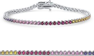 Pompeii3 14k White Gold Ombre Round Cut Rainbow Womens Tennis Bracelet 7 Size: 7