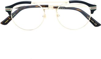 Gucci Occhiali tondi con dettaglio Web - Effetto metallizzato