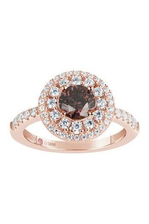 Suzy Levian Round Cut CZ Pave Engagement Ring in Brown at Nordstrom Rack, Size 9