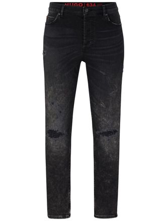 HUGO BOSS Jeans affusolati con effetto vissuto - Nero
