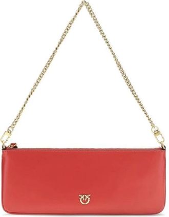 Pinko Borsa a spalla in pelle con tracolla a catena - - Bags - Donna - Rosso - ONE SIZE