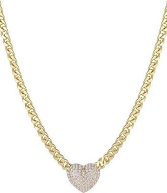 Adornia 14K Gold Plated Pav&eacute; Cubic Zirconia Heart Pendant Necklace at Nordstrom Rack