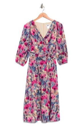 DKNY Balloon Sleeve Faux Wrap Midi Dress in All Over Daydream Floral at Nordstrom Rack, Size 18 (Similar To 14W)