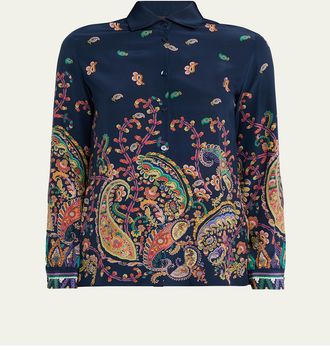 Etro Floral Paisley Silk Button-Front Shirt