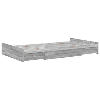 Berkfield Home Storage Bed Frame Grey sonoma 120 x 190 cm Engineered wood