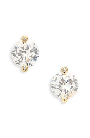 Kate Spade New York brilliant statements duo prong stud earrings in Clear/Gold at Nordstrom Rack