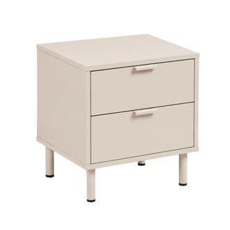 Sweeek Mesita de noche de madera y metal con 2 cajones, beige
