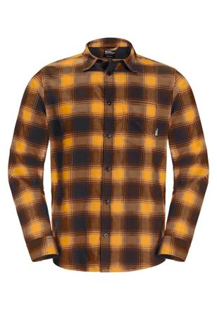 Jack Wolfskin Flanellhemd JACK WOLFSKIN WANDERWEG SHIRT M, Damen, Gr. XXXL (60), Normalgr&ouml;ssen, gelb (mustard), Hauptmaterial: 100% Polyester, Hemden Flanellhemd