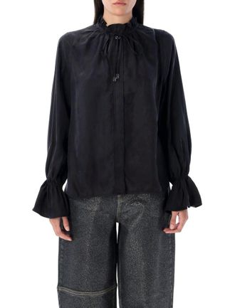 Ganni Fluid Cupro Tie Shirt