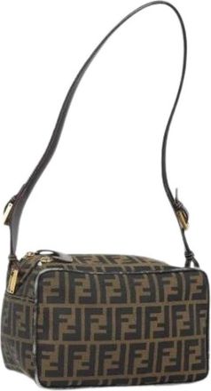Fendi Pre-owned Shoulder Bags, female, Brown, Size: ONE SIZE Pre-owned Canvas Shoulder Bag