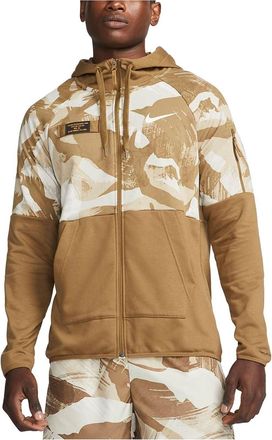 Nike Camo Dri FIT Fleece Full Zip Hoodie Brown DQ4791-242