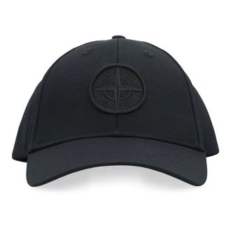 Stone Island Hats & Caps, male, Black, ONE SIZE, Cotton Logo Baseball Cap