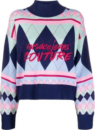 Versace Jeans Couture Sweatshirts - Dames - Ronde hals truien - Veelkleurig - L - Wol - Truien & Vesten