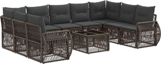 vidaXL Conjunto De Sof&aacute;s De Jard&iacute;n 10 Uds. Gris Y Gris Oscuro Vidaxl