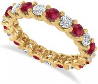 Allurez Diamond & Ruby Eternity Wedding Band 14k Yellow Gold (2.10ct)