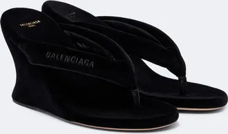 Balenciaga Gaeta velvet wedge thong sandals