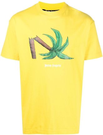 Palm Angels Broken Palm print T-shirt - men - Organic Cotton - L - Yellow