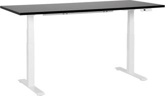 Beliani Beliani - Escritorio De Altura Regulable El&eacute;ctrico Oficina Moderna Patas Cuadradas 180 X 80 Cm Tablero Negro Soporte De Acero Blanco Destines
