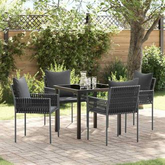 vidaXL Conjunto De Comedor De Jard&iacute;n 5 Pcs Negro Polirat&aacute;n Vidaxl