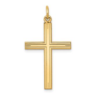 Diamond2Deal 14k Yellow Gold Laser Designed Cross Pendant