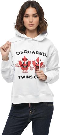 Dsquared2 White Graphic Hood Sweatshirt