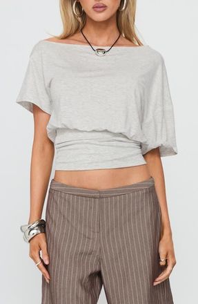 Princess Polly Ashlinn Off the Shoulder Drapey Crop Top in Grey at Nordstrom, Size 10