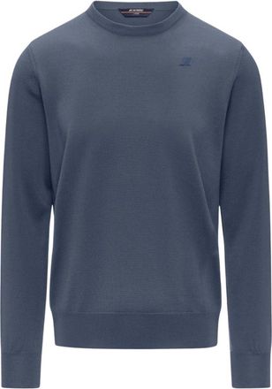 K-Way Maglione Sebastien Merino - Heren - Ronde hals truien - Blauw - S - Wol - Truien & Vesten
