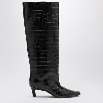 Toteme Brown boots in crocodile-print leather