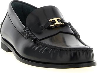 Tod's Womens Black Calfskin Slip-On Loafers