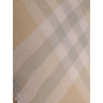 Burberry Accessoires, Heren, Beige, ONE Size, Wol, Wollen sjaal met franjes en iconisch ruitmotief