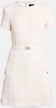 Versace Belted Tweed A-Line Mini Dress