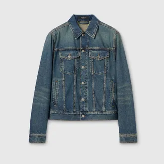 Gucci Cotton Denim Jacket With Horsebit, Size 44 IT, Blue, Ready-to-wear