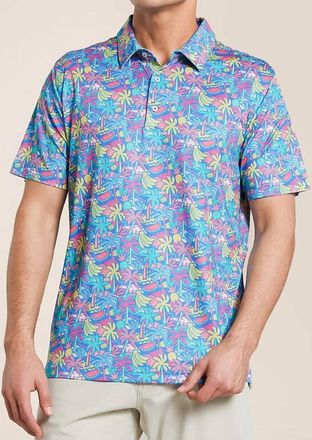 Chubbies The Tropical Bunch Performance Polo In Bright Blue