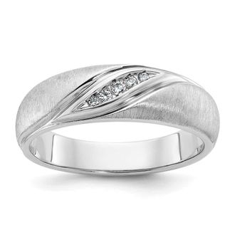 Diamond2Deal 14k White Gold Lab Grown Diamond Wedding Band Ring 0.06Ct Clarity- VS Color- G-H