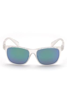 adidas 55mm Round Sunglasses in Crystal /Smoke Mirror at Nordstrom
