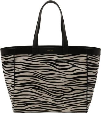 Anine Bing Zebra-Print Leather Tote Bag Black