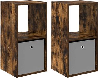 vidaXL Mesita De Noche 2 Uds. Roble Ahumado 35 X 32 X 68,5 Cm Vidaxl