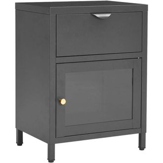 vidaXL Vidaxl - Mesita De Noche Gris Antracita Acero Y Vidrio 40x30x54,5 Cm