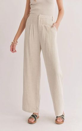 Sadie & Sage Luna Pleated Trousers In Oatmeal