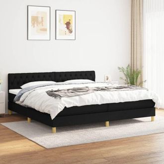 vidaXL Cama Box Spring Con Colch&oacute;n Tela Negro 200x200 Cm Vidaxl