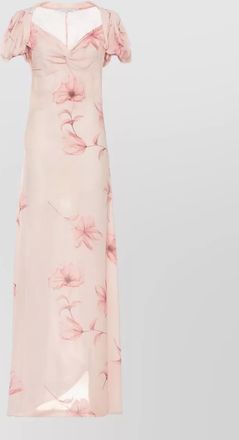 Mar De Margaritas floral-print draped v-neck short-sleeve midi dress