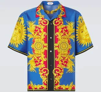 Versace Printed silk bowling shirt