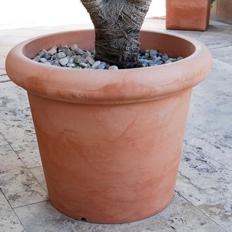 OEM Rosa 75 Macetero Redondo Y R&uacute;stico De Interior Y Exterior Para Plantas Y Flores Muy Resistente Al Paso Del Tiempo. Hecho De Polietileno En Espa&ntilde;a - Te