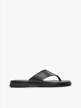 Tommy Hilfiger Debossed Logo Leather Toe Post Sandals