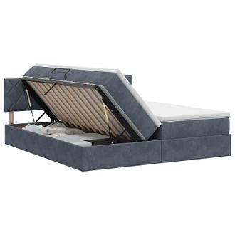 vidaXL Cama Con Almacenamiento Con Cabecera 2 Uds. Gris Oscuro Vidaxl