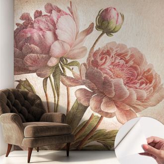 Tulup Carta Da Parati Autoadesiva - Fotomurale Adesivo - Design Elegante - Stile Moderno - Delicate Peonie 250x250 Cm