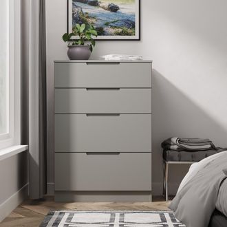 Lewis's Milan 4 Drawer Deep Chest in Dusk Grey - Ready Assembled - Lewiss Home | TJ Hughes
