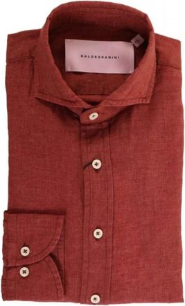 Baldessarini Linen Shirt - Heren - Casual Overhemden - Bruin - L - Linnen - Overhemden
