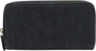 Chanel Pre-owned Wallets, female, Black, Size: ONE SIZE Pre-owned Deauville Line Zip Wallet Straw Canvas Leather