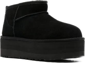 UGG Womens Ankle Boot Classic Ultra Mini Platform Black Leather